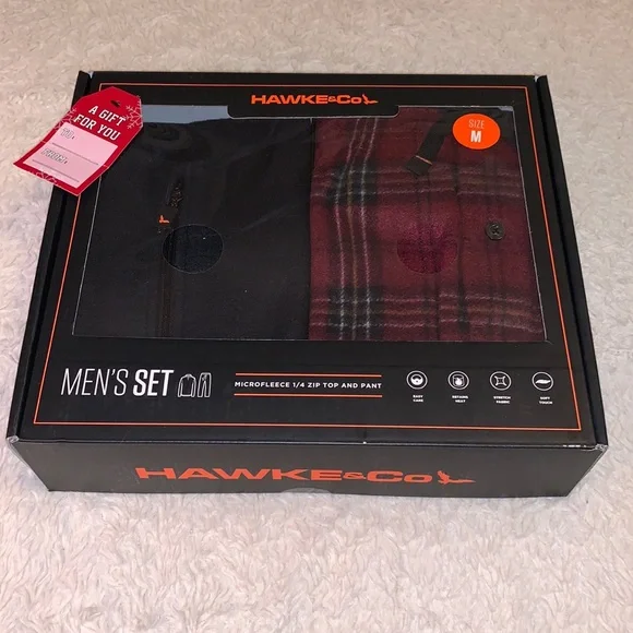 NWT Hawke & Co Boxed Microfleece 2-Piece Sleep Set - 1/4 Zip Top & Pajama Pant - Picture 1 of 6